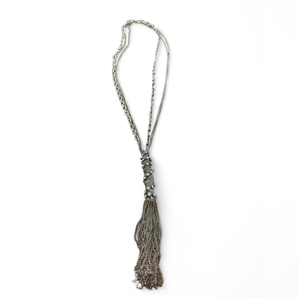 Silver Tassel Pendant Necklace with Delicate Chain